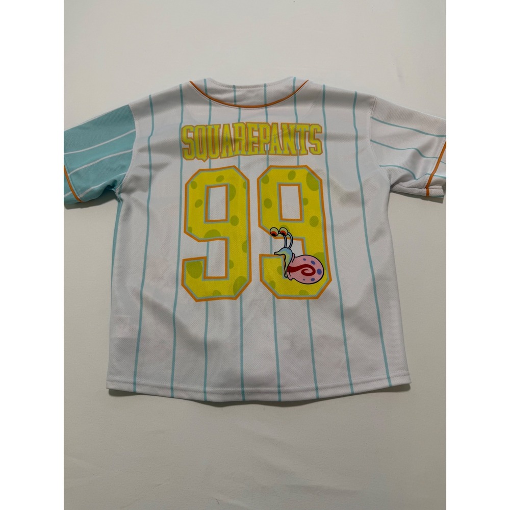 Nickelodeon SpongeBob SquarePants Kids Baseball Jersey Blue White Pinstripe M 99 - Picture 5 of 7